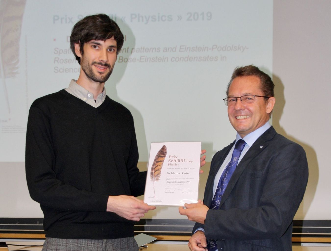 Matteo Fadel and Hans Peter Beck – Prix Schlaefli Physics_2019 Matteo Fadel and Hans Peter Beck – Prix Schlaefli Physics_2019