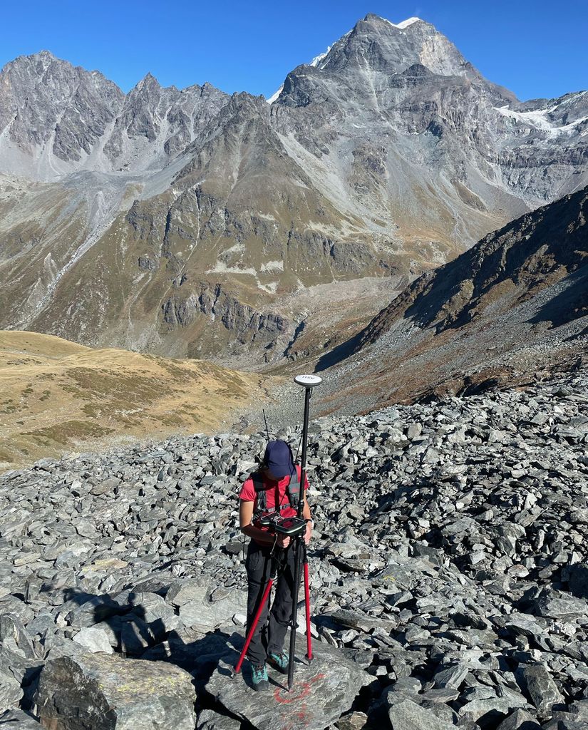 Mesures GPS au glacier rocheux du Petit Vélan Mesures GPS au glacier rocheux du Petit Vélan