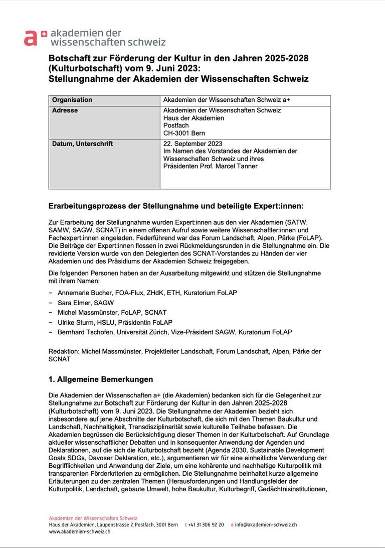 Foto Titelseite Stellungnahme Kulturbotschaft Foto Titelseite Stellungnahme Kulturbotschaft