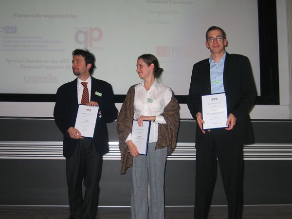 The SPS Award Winners 2006: Giacomo Scalari, Patrycja Paruch, Christian Rüegg The SPS Award Winners 2006: Giacomo Scalari, Patrycja Paruch, Christian Rüegg