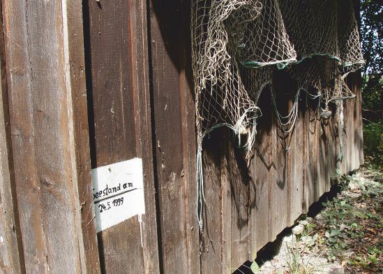 Marke vom Hochwasser 1999 an einem Fischerhaus Marke vom Hochwasser 1999 an einem Fischerhaus