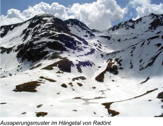 Ausaperungsmuster im Hochgebirge Ausaperungsmuster im Hochgebirge