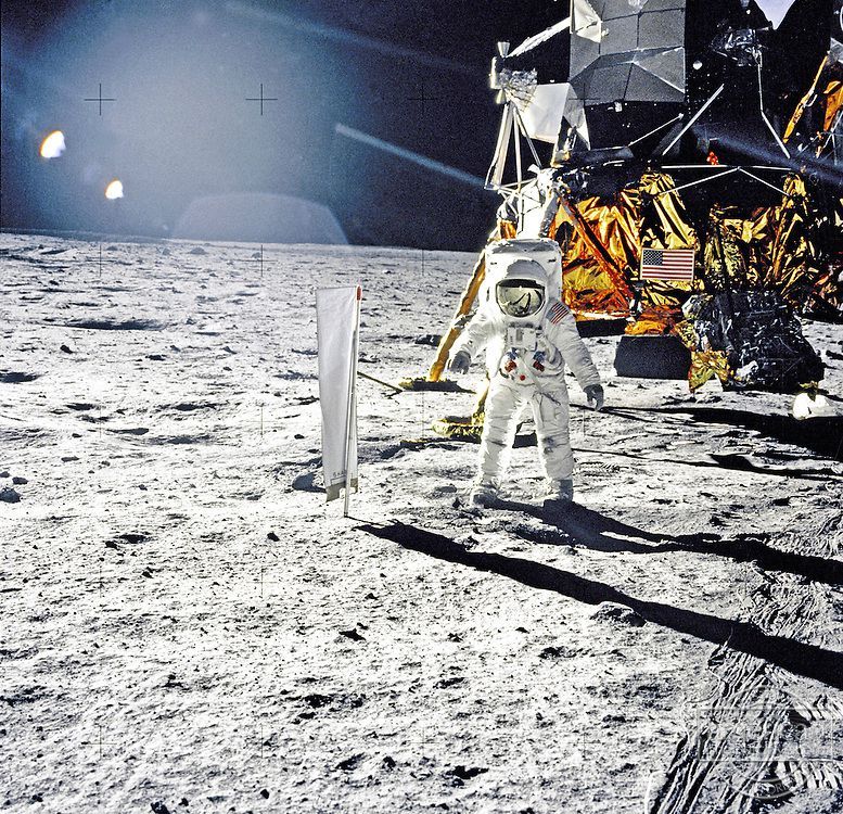 US astronaut Buzz Aldrin with the solar wind experiment on the moon. The experiment raised questions that Corinne Charbonnel found an answer to decades later. US astronaut Buzz Aldrin with the solar wind experiment on the moon. The experiment raised questions that Corinne Charbonnel found an answer to decades later.