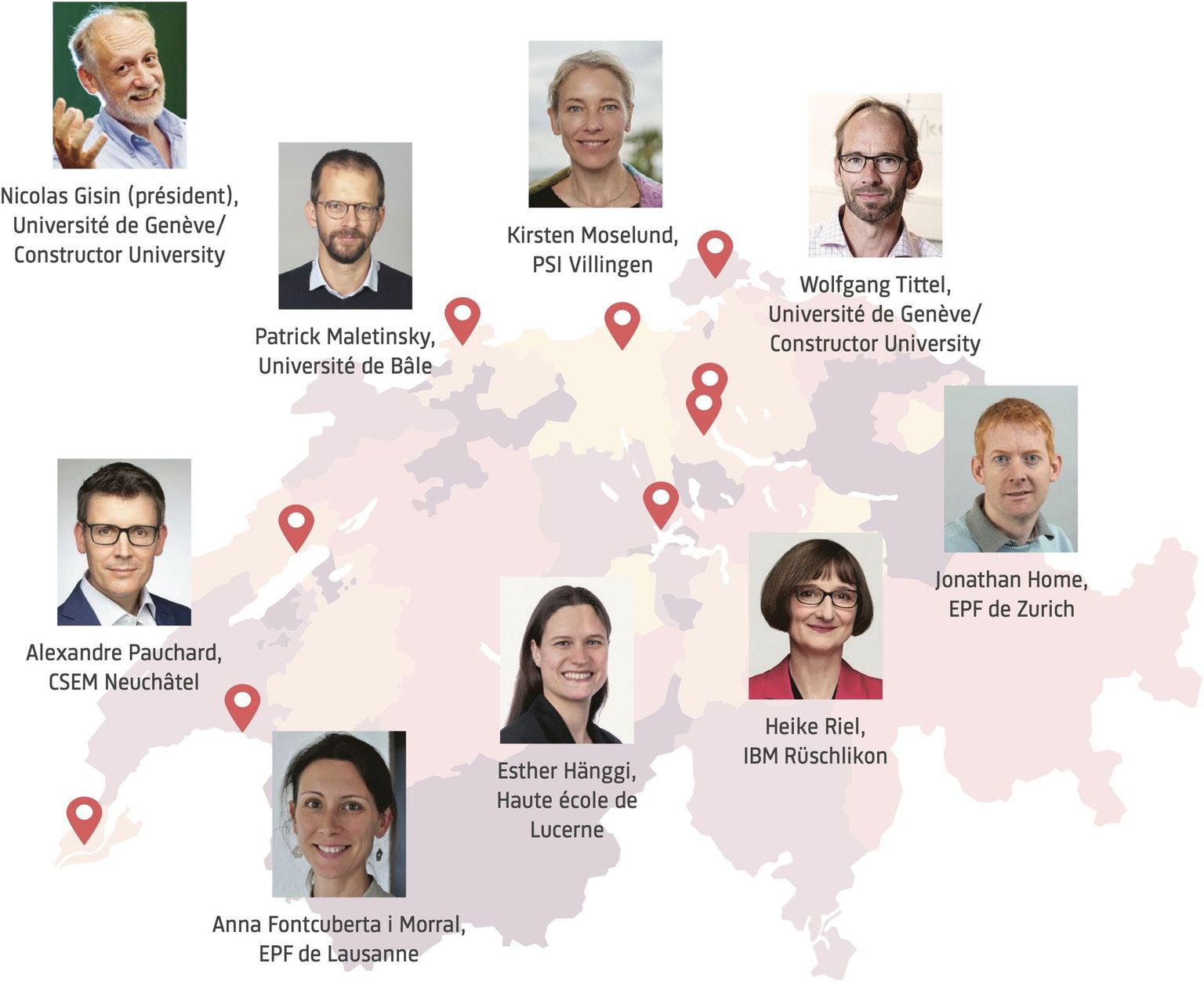 Les membres de la Swiss Quantum Commission proviennent de différentes institutions de recherche de toute la Suisse. Les membres de la Swiss Quantum Commission proviennent de différentes institutions de recherche de toute la Suisse.