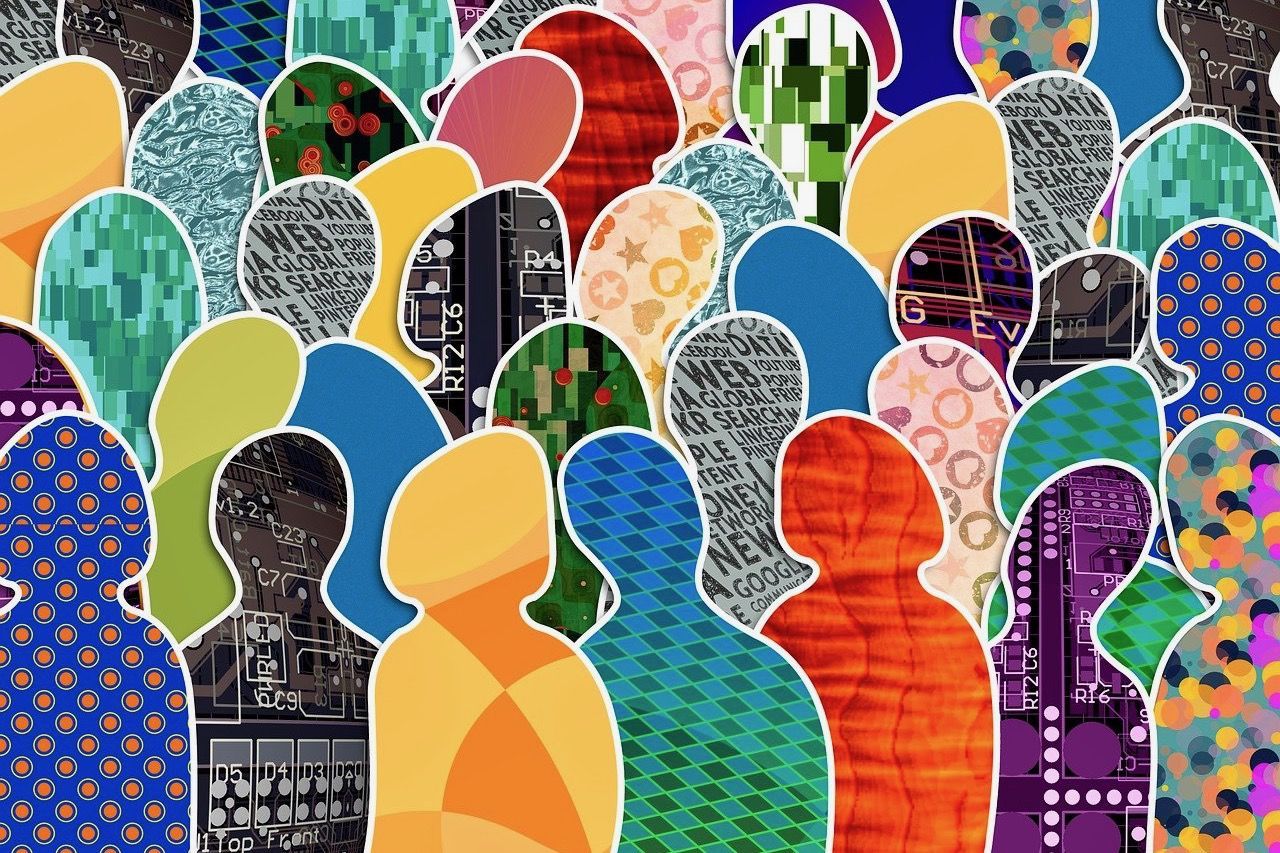 Colourful people, silhouettes Colourful people, silhouettes