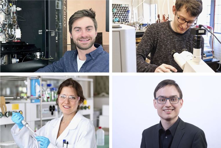 Prize-winners Prix Schläfli 2021 (from upper left): Gregor Weiss, Fabian Mahrt, Claudia Aloisi, Gabriel Dill Prize-winners Prix Schläfli 2021 (from upper left): Gregor Weiss, Fabian Mahrt, Claudia Aloisi, Gabriel Dill